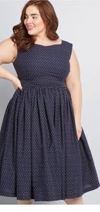 Navy blue dress with flare